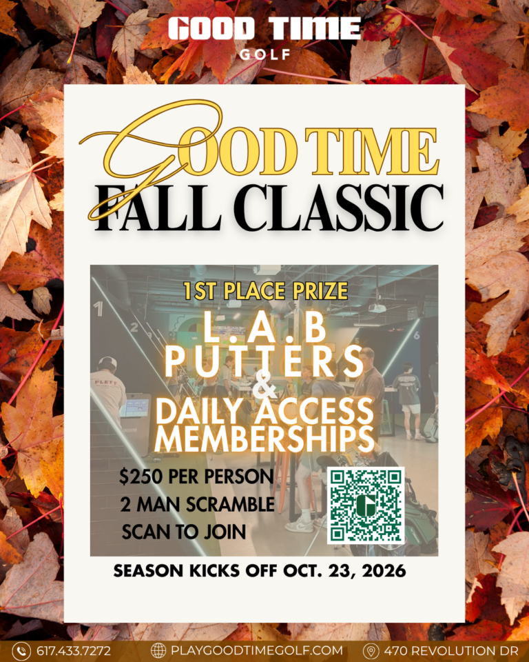 Premium indoor golf simulator bays at Good Time Golf in Assembly Row, the top-rated destination for indoor golf in Boston and Somerville.